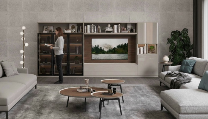 Wunnwand Modern wäiss Wunnzëmmermiwwelen Luxuriéis Holzmiwwelen Ariichtung