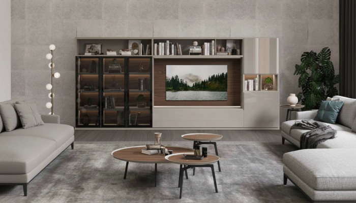 Wunnwand Modern wäiss Wunnzëmmermiwwelen Luxuriéis Holzmiwwelen Ariichtung