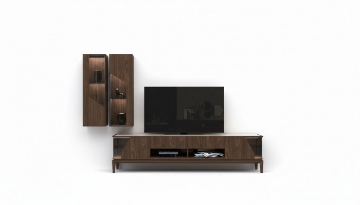 Wunnzëmmermiwwelen Wunnwand hänkend Regal Sideboard brong Luxus Holzmiwwelen