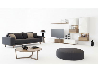 Luxus Noss natur Modern Wäiss Wunnwand TV-Ständer Säiteboard Wandregaler