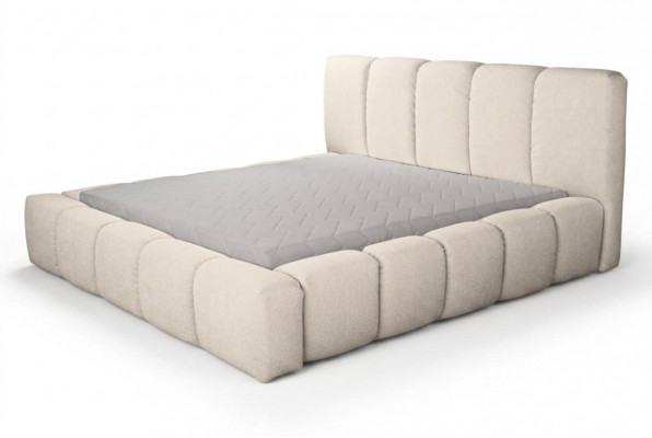 Bett Wäisst Duebelbett Schlofzëmmer Holzmiwwel Design Polstermiwwel Stoff