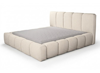 Bett Wäisst Duebelbett Schlofzëmmer Holzmiwwel Design Polstermiwwel Stoff