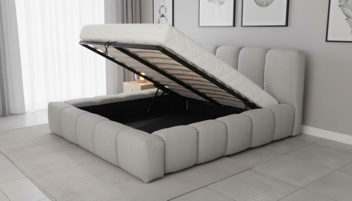 Bett gro Duebel Schlofkummer Luxus Design elegant Polsterung Stoff nei