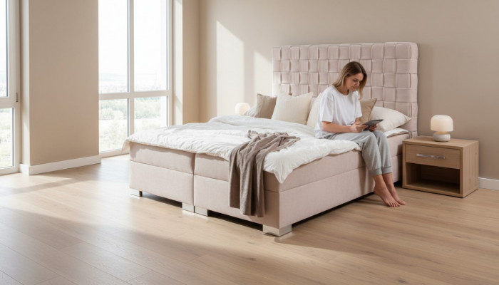 Beige Schlofkummer Better Polster Bett Chesterfield Textilstoff Nei