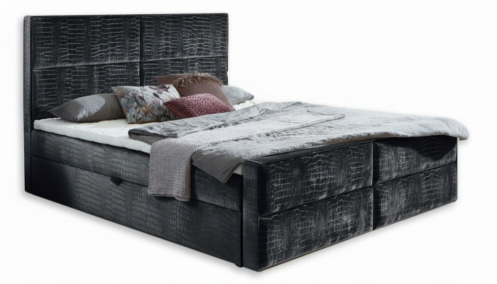 Schéck gro Schlofzëmmer Holzmöbel Design elegant Polsterung Stoff nei
