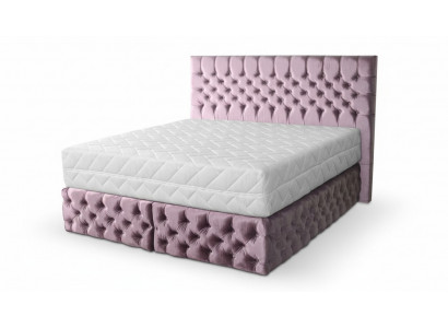 Chesterfield rosa Duebelzëmmer Holzmöbel Design elegant Polsterung Stoff-