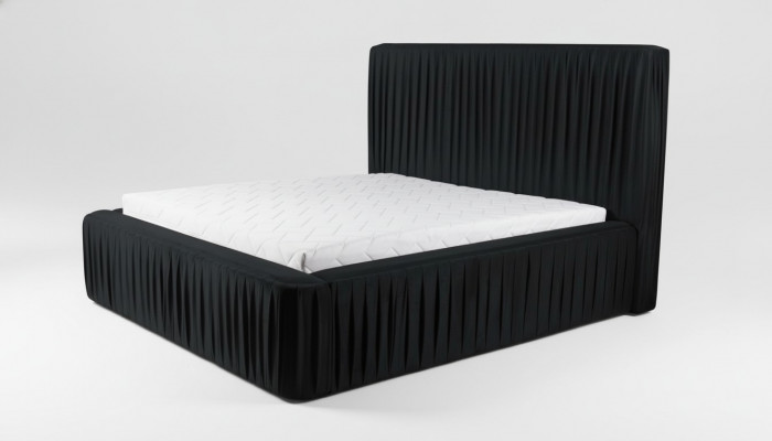Schwaarz Duebel Schlofzëmmer Holzmieder Design elegant Stoff klassesch Miwwelen nei-