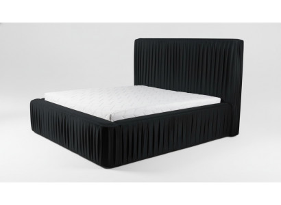 Schwaarz Duebel Schlofzëmmer Holzmieder Design elegant Stoff klassesch Miwwelen nei-