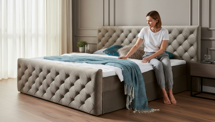 Chesterfield Sammetbetter Duebelbett 160x200 Design Better Hotel Eriichtung