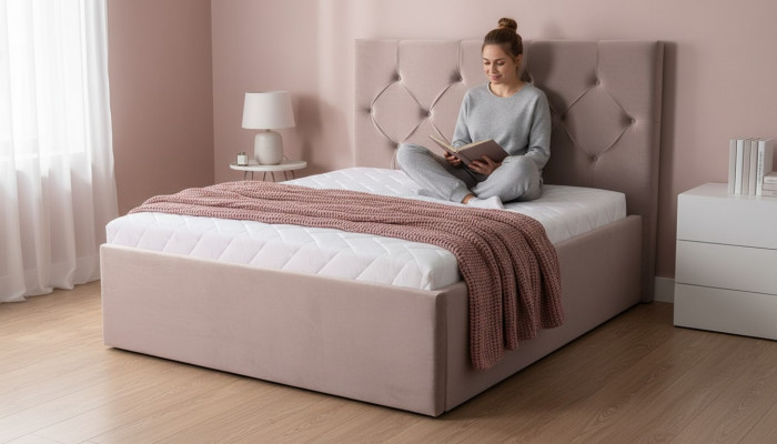 Luxus Schlofzëmmer Bett Duebelbett Textilbett Stoffsécken Miwwelen Ariichtung