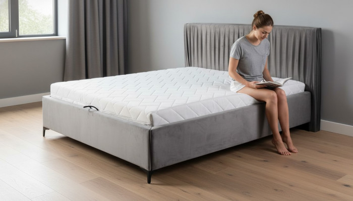 Bett mat Bettkëscht Schlofkummer Polster Betten Elegant Hotel Zëmmer Miwwel