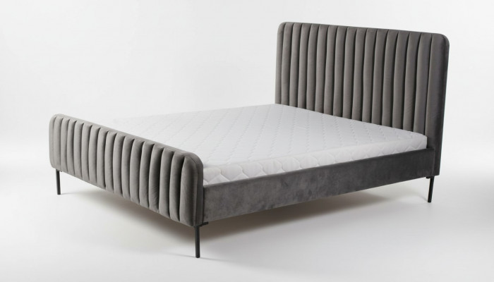 Grau duebelt Schlofzëmmer Holzmiwwelen Design elegant Stoff klassesch Miwwelen nei