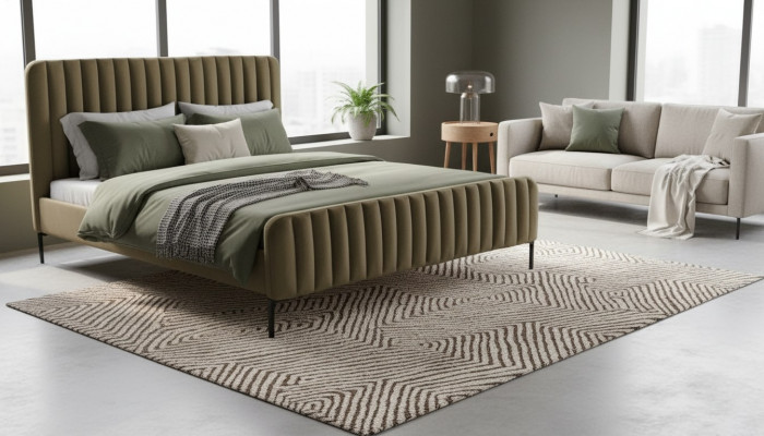 Gréng Duebelzëmmer Holzmöbler Design elegant Stoff klassesch Möbler