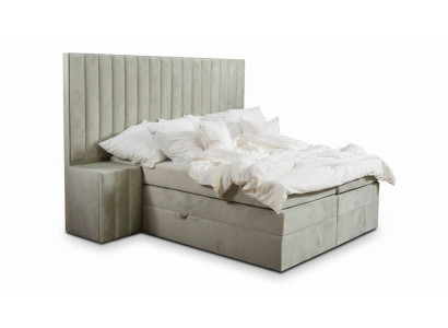 Modern Taupe-Doppelbett 2x Nuetsdëscher Schlofzëmmer Boxspringbett