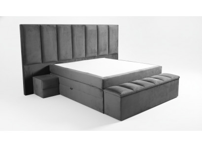 Grousbett a Faarf Gro+2x Nospilldëscher klassesch Schlofzëmmermiwwel Design elegant