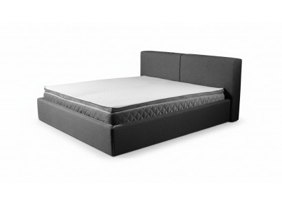 Grou Bett mat Duebelsstall Fir Këssen Bettkëscht Design Elegant Stoffbett