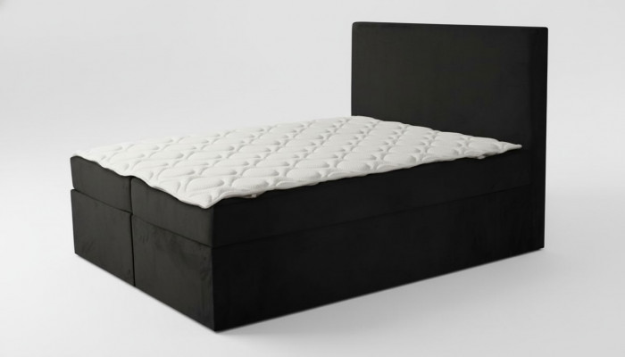 Schwaarzt Duebelbett Klassesch Schlofzëmmermiwwel Design Eleganten Stoff nei