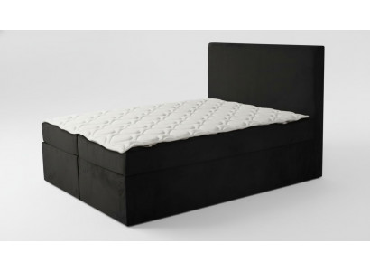Schwaarzt Duebelbett Klassesch Schlofzëmmermiwwel Design Eleganten Stoff nei
