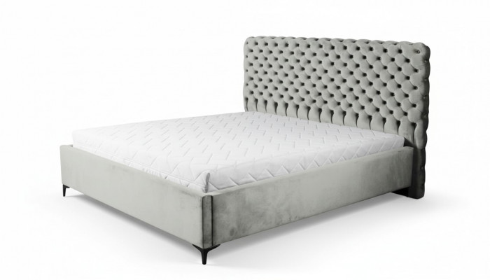 Gro Bett am Chesterfield-Stil Klassesch Schlofzëmmermoubel-Design Elegante Stoff