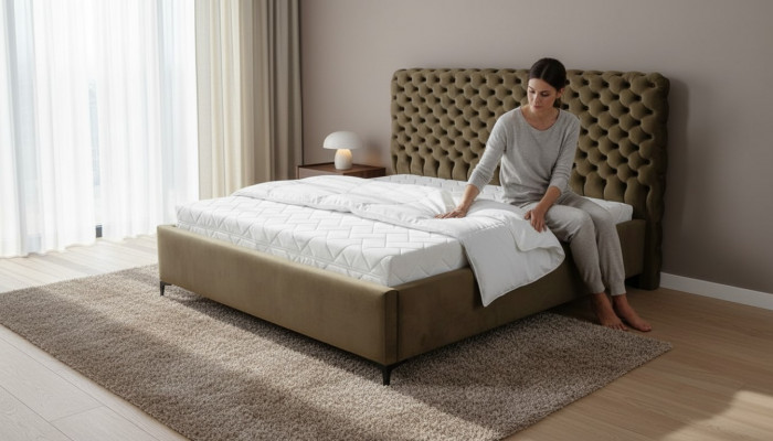 Gréng Chesterfield-Bett Klassesch Schlofkummerméif-Design Eleganten Stoff