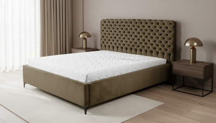 Gréng Chesterfield-Bett Klassesch Schlofkummerméif-Design Eleganten Stoff