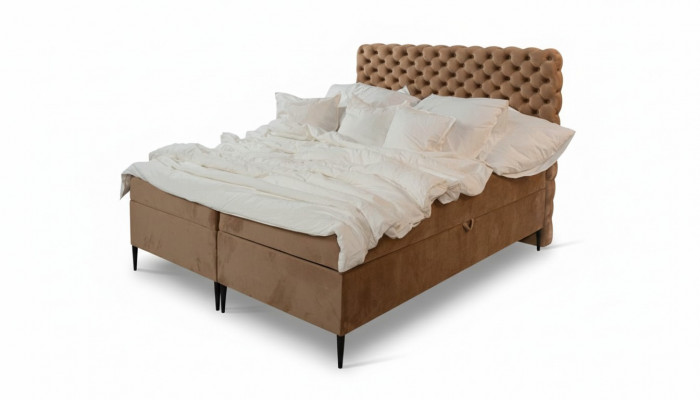 Brongen Chesterfield Duebelbett Luxus Boxsprangbett Schlofzëmmer Better