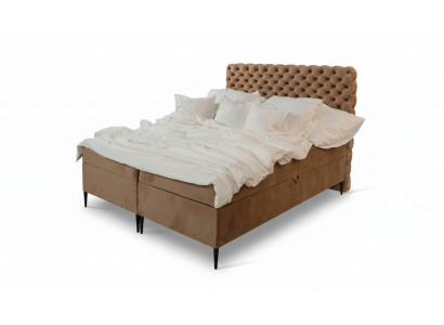 Brongen Chesterfield Duebelbett Luxus Boxsprangbett Schlofzëmmer Better