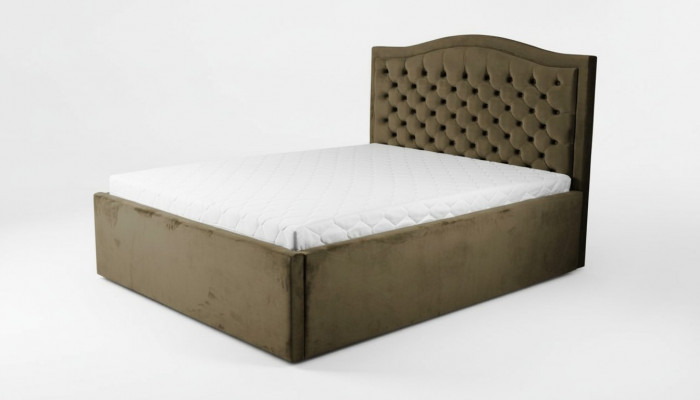 Grénge Chesterfield Bett Klassesch Schlofzëmmermiwwel Design Elegante Stoff.