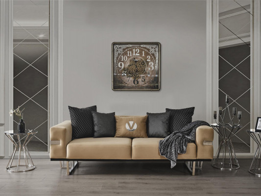 Luxuscouch mat Edelstahlféiss Sëtzpolster Designer Couchen Miwwelen 230cm