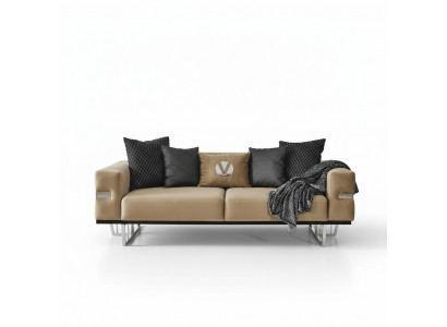 Luxuscouch mat Edelstahlféiss Sëtzpolster Designer Couchen Miwwelen 230cm
