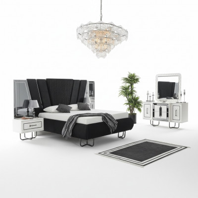 Schlofkummer Bett 2x Nuetsdësch + Kommode Set Komplett Design Miwwel 4tlg