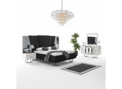 Schlofkummer Bett 2x Nuetsdësch + Kommode Set Komplett Design Miwwel 4tlg