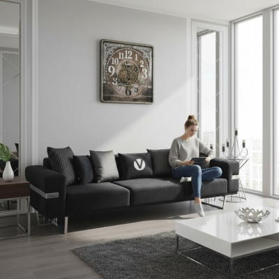 Wunnzëmmer Canapé Couchen Polster Canapéen XXL Design Canapé 4 Sëtz Stoff Grouss Neien