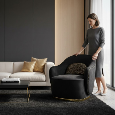 Sëtz Club Lounge Designer Fauteuil Sofa 1 Sëtzer Fernseh Textil Polster Nei
