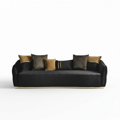 Gëllene Stoff 3-Sëtzer Textilsofa brong Canapé Polstersofas Sofas Miwwelen