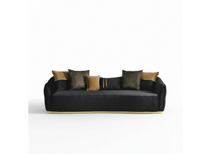 Gëllene Stoff 3-Sëtzer Textilsofa brong Canapé Polstersofas Sofas Miwwelen