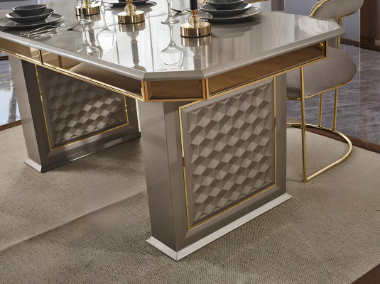Iessdësch Gro Modern Iesszëmmer Schéin Kichen Holz Dëscher Design Luxus Metall Nei