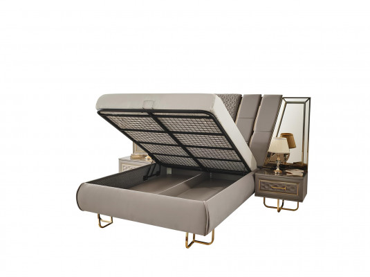 Luxusbett Hotel Better mat 2x Nuetsschaf Gold Glänzend Miwwelen Schlofzëmmer