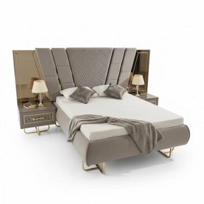 Luxusbett Hotel Better mat 2x Nuetsschaf Gold Glänzend Miwwelen Schlofzëmmer