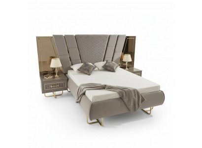 Luxusbett Hotel Better mat 2x Nuetsschaf Gold Glänzend Miwwelen Schlofzëmmer
