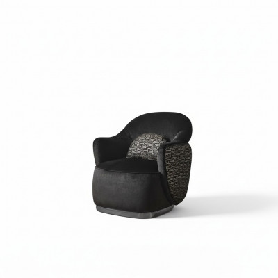Sessel 1-Sëtzer schwaarz Luxus Design Wunnzëmmer modern elegant Bezuchstoff nei