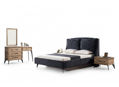 Schlofzimmer Set 4-deeleger modernen Luxusbett 2 Nuetsdëscher Kommode inklusiv