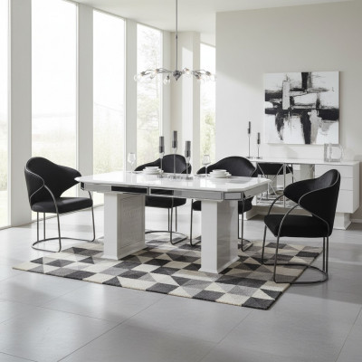 Béige Iessdësch Design Dëscher Luxus Dësch ausziehbar Miwwelen Iesszëmmer Miwwelen