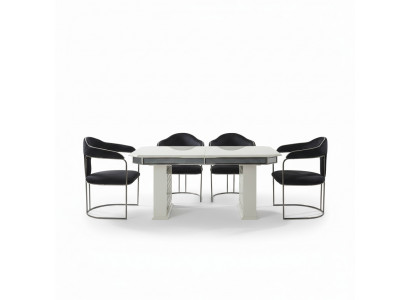 Komplett Set Iessdësch 4x Still Iesszëmmer Set Iess Grupp Holz Dësch Dëscher 5stéckeg.