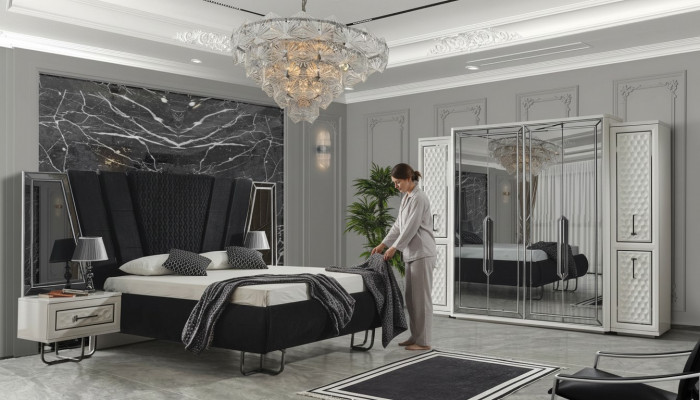 Schlofkummer Miwwelen Bett Nuetsdësch Schafschaf Schaf Better 4tlg