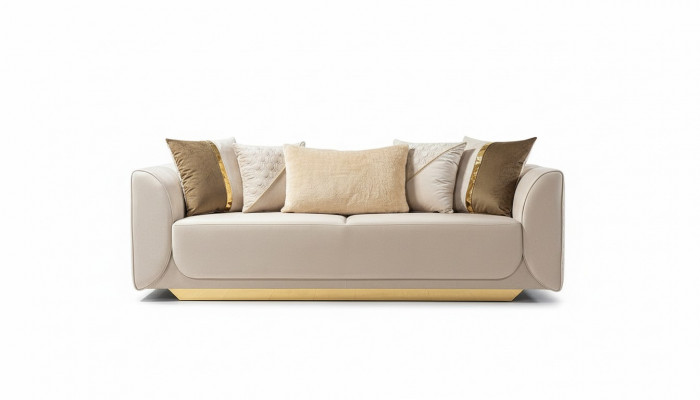 Design 3-Sëtzer Relax Sofas Club Lounge Sofa Textil Polster Canapé Stoff Canapéen