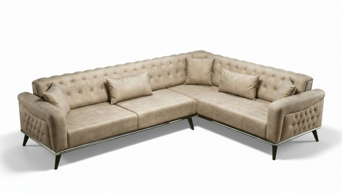 Canapé Beige Wunnzëmmer Set Design Modern Canapé Eckcanapé nee