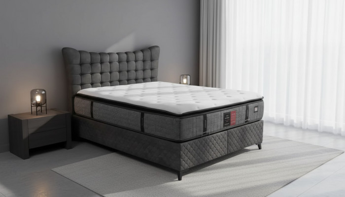 Bett Boxspring Better Luxus Duebelbett inkl. Matratz mat Karomuster Gro.