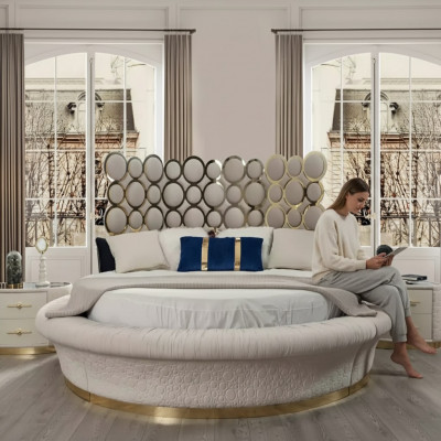 Luxusbett 2x Nuetsdësch Set Better duebel Bett Schlofzëmmer Hotel Bestietnes 3-Deeler.
