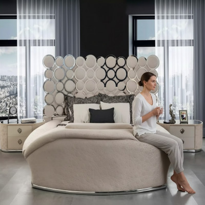 Designerdëppen Luxus Textilbetter Schlofzëmmer Duebelbett 200x200cm Betterahmen